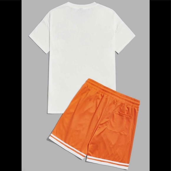Guys Letter Graphic Tee & Striped Print Shorts Set - Picture 2 of 5